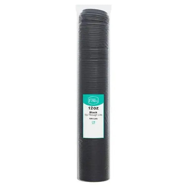 FyNite 100 Black Sip Through Lids 12oz  Adomoo
