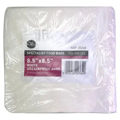 FyNite 8.5" x 8.5" White Greaseproof Bags 900 Pieces 216 mm x 216mm  Adomoo