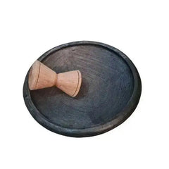 Ghanaian traditional earthen clay mortar ( Asanka ) with Wooden Pestle Adomoo