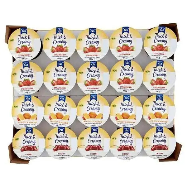 Golden Acre Thick & Creamy Pasteurised Fruit Yogurt Assorted Flavours 20 x 125g (Case of 20) Adomoo