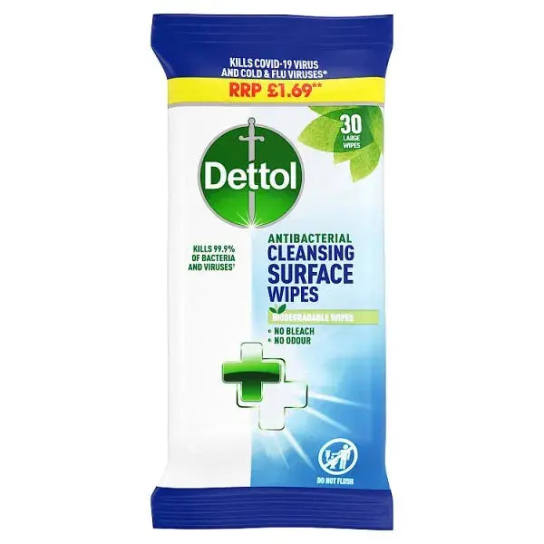 Dettol Antibacterial Surface Cleansing Wipes, 30 Wipes (Case of 10)  Adomoo