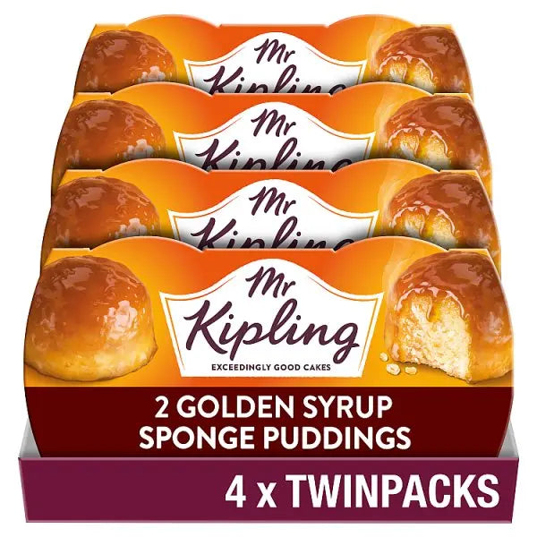 Mr Kipling Golden Syrup Sponge Pudding Desserts 2 x 95g (Case of 4)  Adomoo