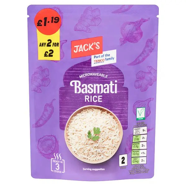 Jack's Microwaveable Basmati Rice 250g (Case of 6) Adomoo