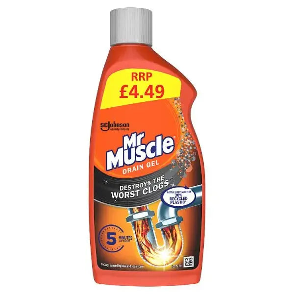 Mr Muscle Drain Gel Plughole Unblocker 500ml PMP (Case of 6)  Adomoo