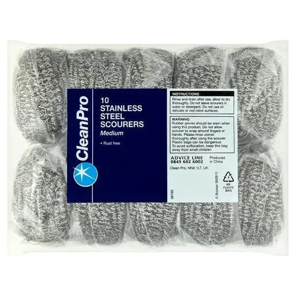 CleanPro 10 Stainless Steel Scourers Medium  Adomoo