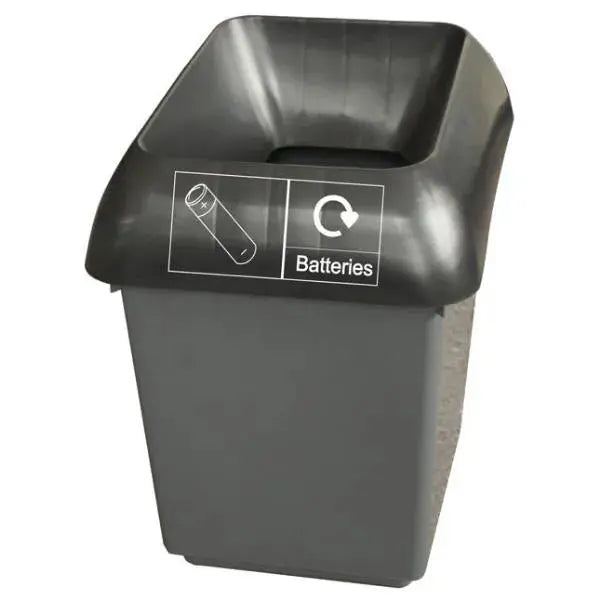 30L Recycling Bin with Black Lid & Batteries Logo  Adomoo