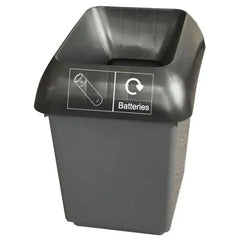 30L Recycling Bin with Black Lid & Batteries Logo  Adomoo