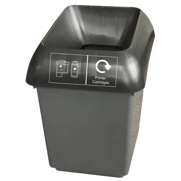 30L Recycling Bin with Black Lid & Printer Cartridge Logo  Adomoo