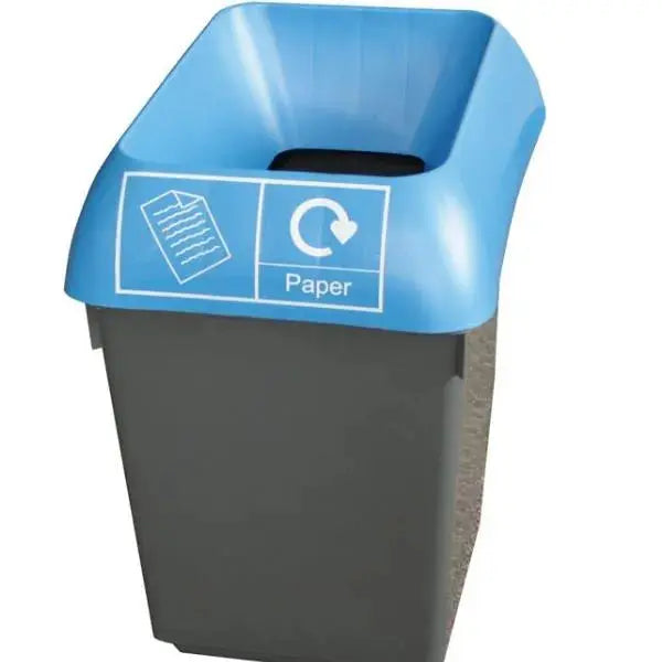 30L Recycling Bin with Blue Lid & Paper Logo  Adomoo