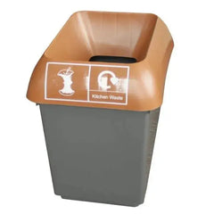 30L Recycling Bin with Brown Lid & Kitchen Waste Logo  Adomoo