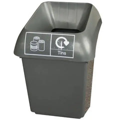 30L Recycling Bin with Grey Lid & Tins Logo  Adomoo