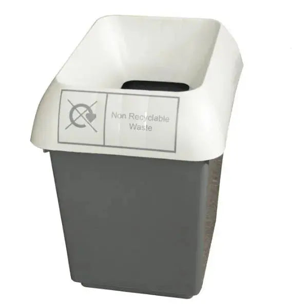 30L Recycling Bin with Light Grey Lid & Non Recycling Logo  Adomoo