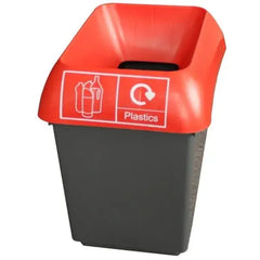 30L Recycling Bin with Red Lid & Plastics Logo  Adomoo