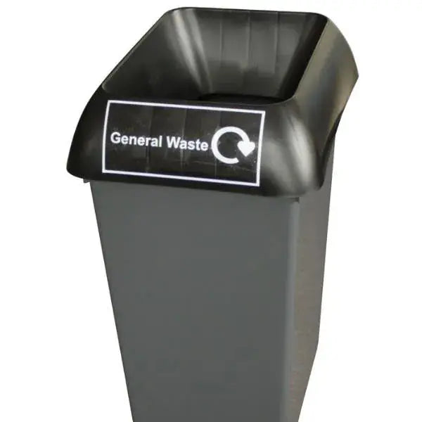 50L Recycling Bin with Black Lid & General Waste Logo  Adomoo