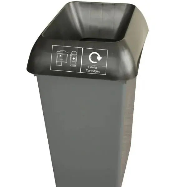 50L Recycling Bin with Black Lid & Printer Cartridge Logo  Adomoo