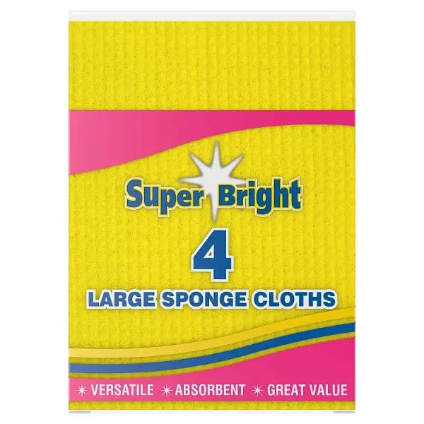 Super Bright 4 Large Sponge Cloths Adomoo