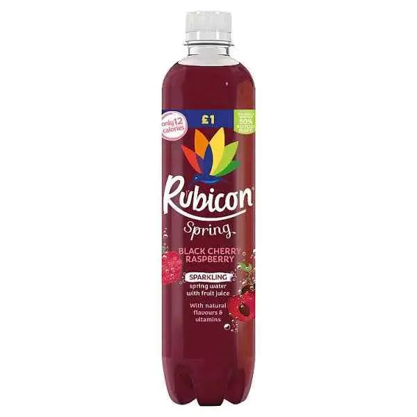 Rubicon Spring Black Cherry Raspberry Sparkling Spring Water with Fruit Juice 500ml (Case of 12)  Adomoo