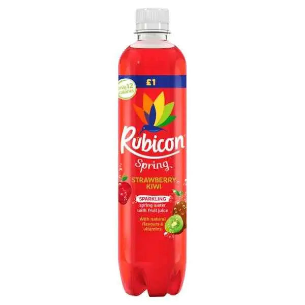 Rubicon Spring Strawberry Kiwi Flavoured Sparkling Spring Water 500ml (Case of 12)  Adomoo