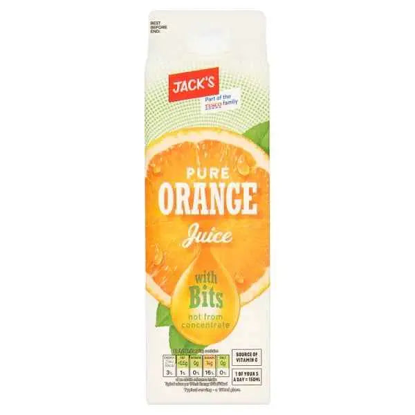 Jack's Pure Orange Juice with Bits not from Concentrate 1 Litre (Case of 6)  Adomoo