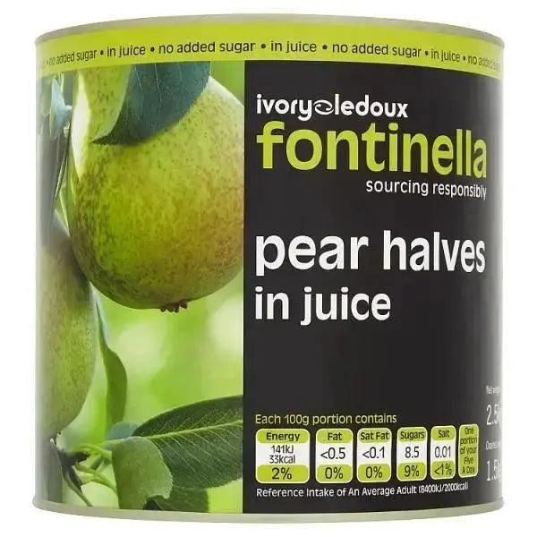 Ivory Ledoux Fontinella Pear Halves in Juice 2.5kg (Drained Weight 1.5kg)  Adomoo
