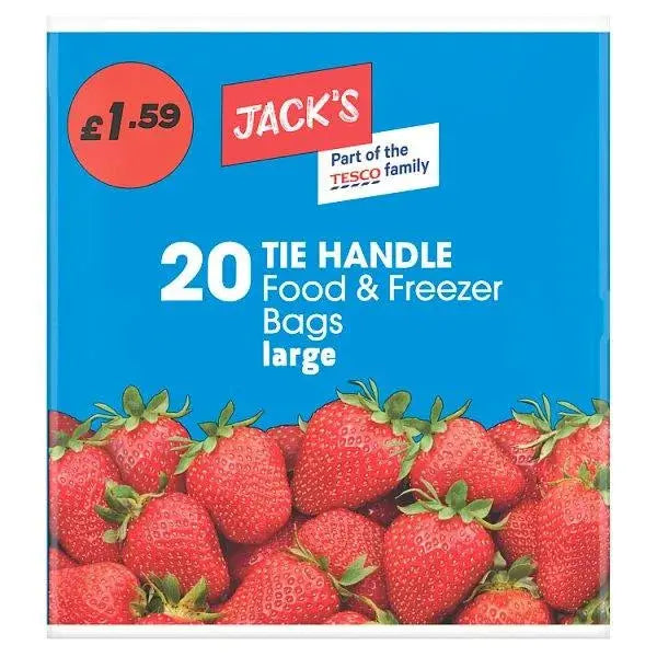 Jacks 20 Tie Handle Food & Freezer Bags Large - 20pk  Adomoo