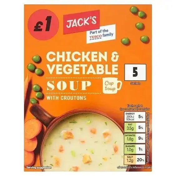 Jacks Chicken and Vegetable Cup Soup with Croutons 110g  (Case of 7)  Adomoo