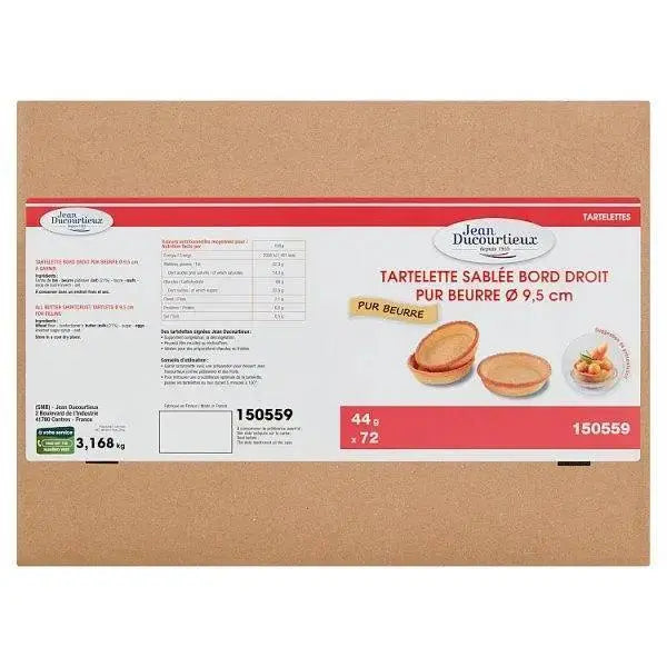 Jean Ducourtieux Tart Cases Straight Sided Sweet 72 x 44g (3.168 kg) (Case of 1)  Adomoo