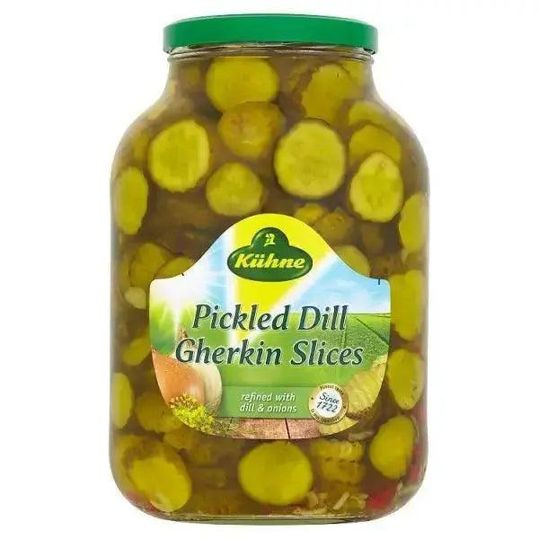 Kuhne Pickled Dill Gherkin Slices 2450g (Drained Weight 1320g) Kühne