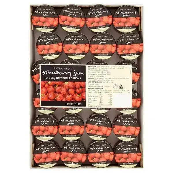 Lichfields Extra Fruit Strawberry Jam 24 x 28g Adomoo