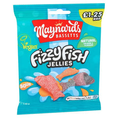 Maynards Bassetts Fizzy Fish Sweets Bag 130 (Case of 12)  Adomoo