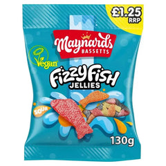 Maynards Bassetts Fizzy Fish Sweets Bag 130 (Case of 12)  Adomoo