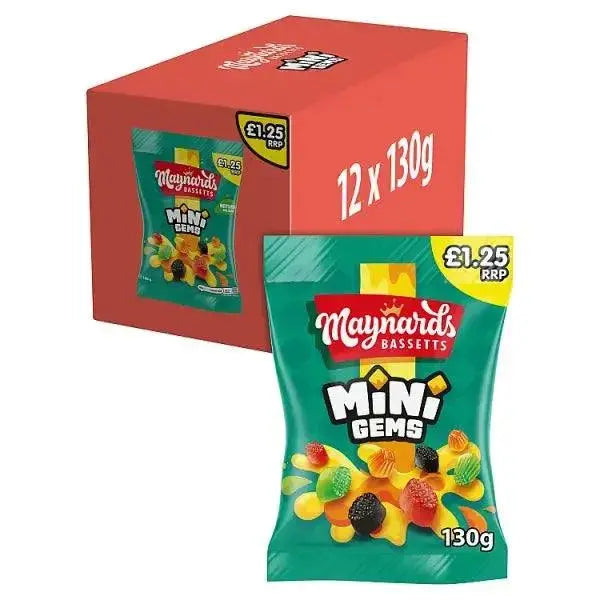 Maynards Bassetts Mini Gems Sweets Bag (Case of 12)  Adomoo