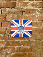 Metal Advertising Wall Sign - Grunge British With Crown Adomoo