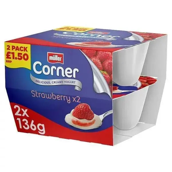 Müller Corner Strawberry 2 x 136 (272g) - Case of 3 Adomoo