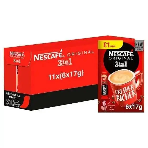 Nescafe Original 3in1 Instant Coffee, 6 Sachets x 17g Adomoo
