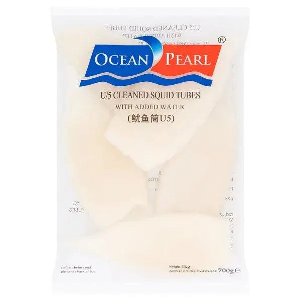 Ocean Pearl U/5 Cleaned Squid Tubes with Added Water 700g  Adomoo