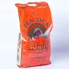 Peacock Golden Sella Basmati Rice 10kg  Adomoo