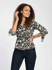 Peplum Blouse in Daisy Print  Adomoo