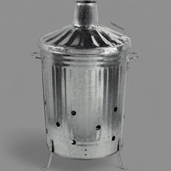 Heavy Duty Galvanised Metal Fire Burning Incinerator Bins With Lids & Handles  Adomoo