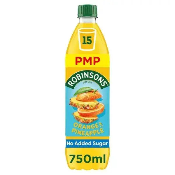 Robinsons Orange & Pineapple No Added Sugar Squash PMP 750ml (Case of 12)  Adomoo