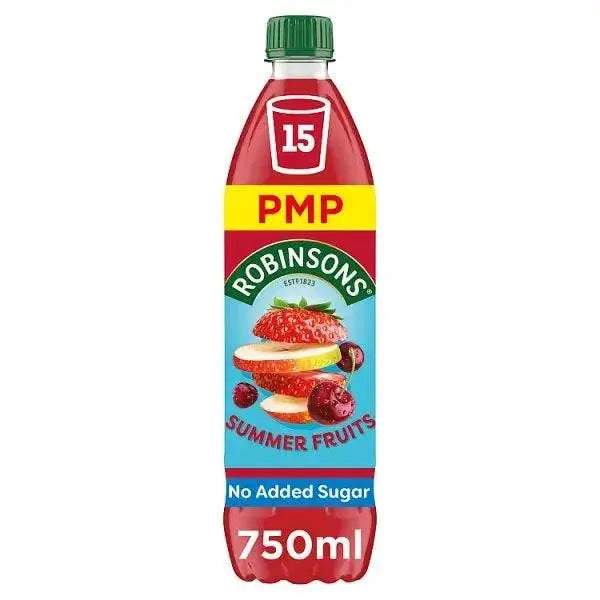 Robinsons Summer Fruits No Added Sugar Squash PMP 750ml (Case of 12)  Adomoo