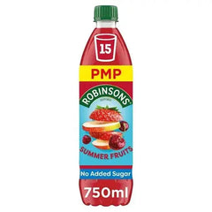Robinsons Summer Fruits No Added Sugar Squash PMP 750ml (Case of 12)  Adomoo