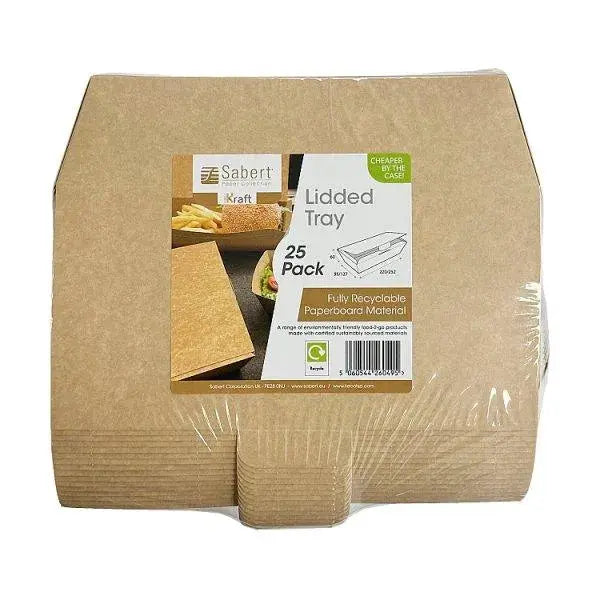 Simply Kraft Lidded Tray - Sets of 25  Adomoo