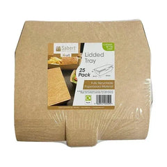 Simply Kraft Lidded Tray - Sets of 25  Adomoo