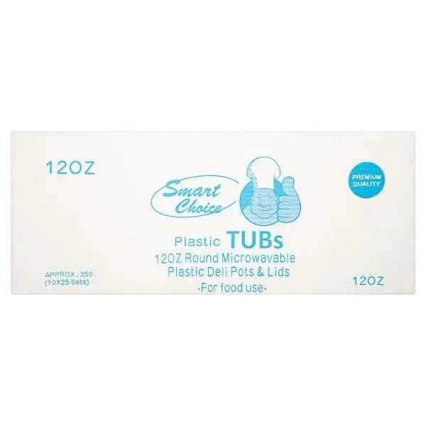 Smart Choice Plastic Tubs 12oz Round Microwavable Plastic Deli Pots & Lids 250 Sets  Adomoo