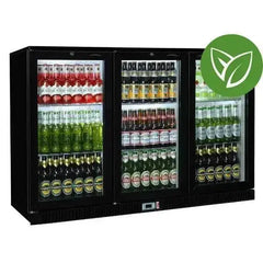 Sterling Pro Green SP3HC-BH Black Triple Door Hinged Bottle Cooler 300 Ltrs / 274 Bottles  Adomoo