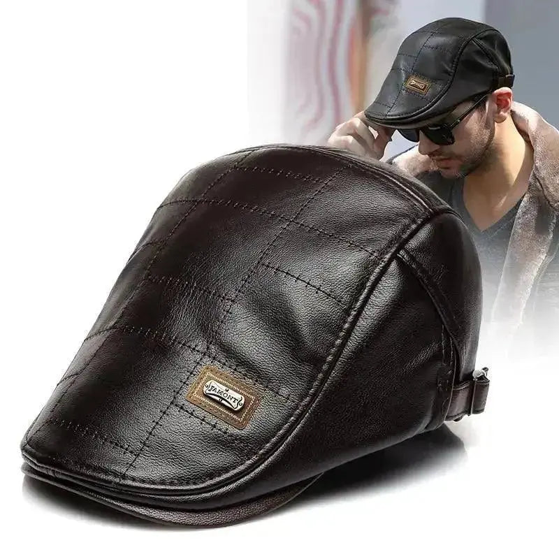 Top Level Leather Newsboy Planas Duckbill Visor Cap Adomoo