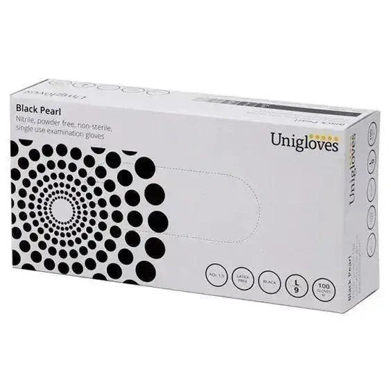 Unigloves 100 Black Pearl Nitrile Powder Free Gloves  Adomoo