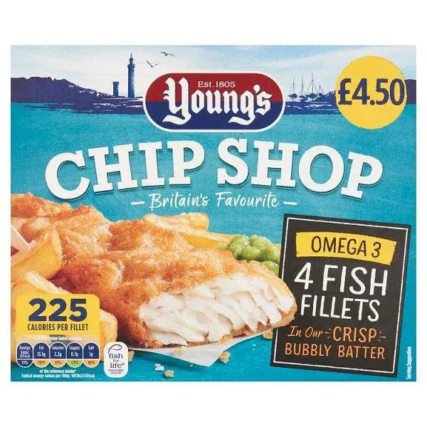 Youngs Chip Shop 4 Fish Fillets 400g  Adomoo