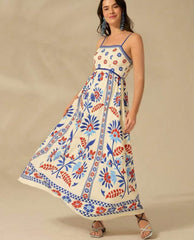 Printing Slip Dress Vacation Style Women's Clothing  Adomoo